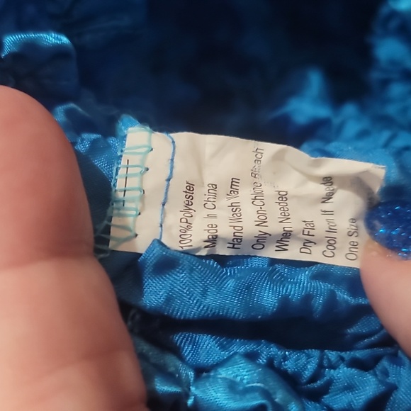 turquoise blue puckered one sz fits most satin stretch spaghetti strap tank top - Picture 2 of 3